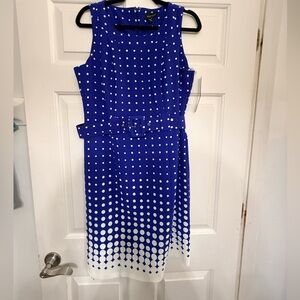 Voir Voir Royal Blue Polka Dot Midi Dress
